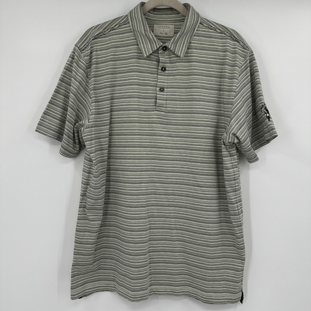Linksoul Mens Large Tempus Fugit Luxury Cotton Striped Polo Shirt Ballyowen Logo